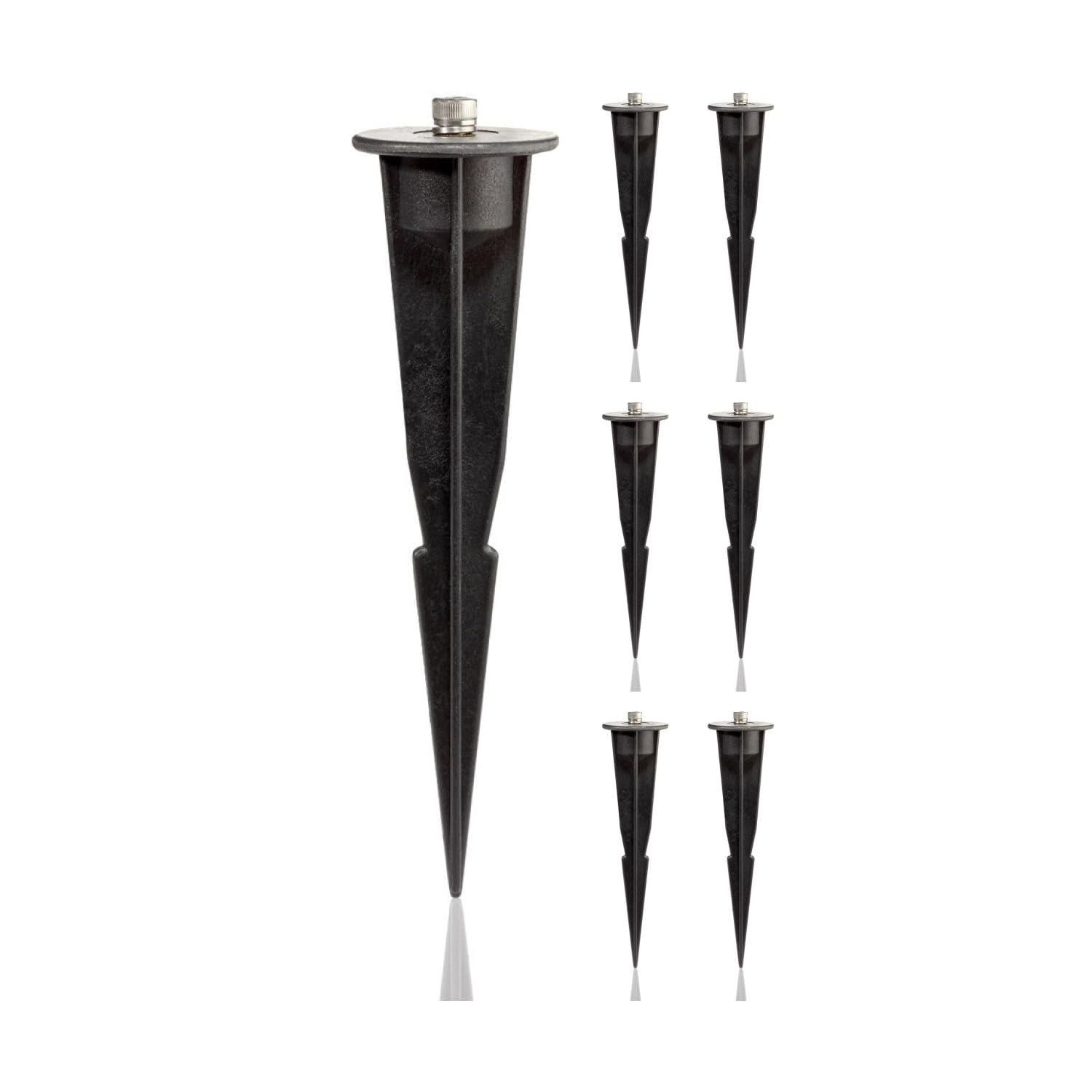 ledscom.de 7 Pieces Garden Ground Spike for Garden Lights, Black, 17cm, 45mm ⌀