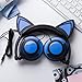 Qiwoo Kids Headphones with Cat Ear USB Rechargeable Adjustable LED Light Up Wired Over Ear Headphones 85dB Volume Limited Compatible for iPad Tablet for Easter Theme Party Favor (1-Black)