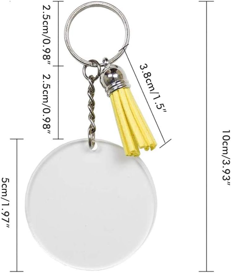 Qiekenao Acrylic Keychain, Blank Keychain Tassel Set Round Acrylic Keychain for Diy Keyring Projects and Crafts - Image 4