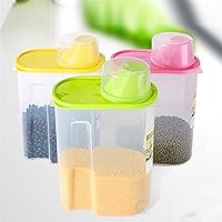 Basicwise Large BPA -Free Plastic Food Saver, Kitchen Food Cereal Storage Containers with Graduated Cap, Set of 3, Pink, Green, and Yellow