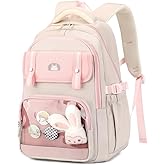 ETAISHOW Kids Backpack for Teen Girls with Bunny Clear School Bag for Elementary Middle School Kawaii Bookbag for Women Pink