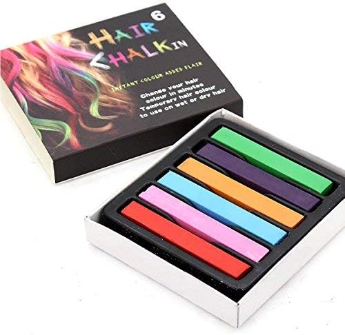 Trimming Shop 6pcs Washable Hair Chalk Sticks, Set of 6 Bright Colours Temporary Hair Colour