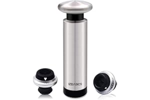 EZBASICS Wine Stoppers Wine Saver Pump with Wine Bottle Stoppers, Stainless Steel Pump + 2 Wine Stoppers