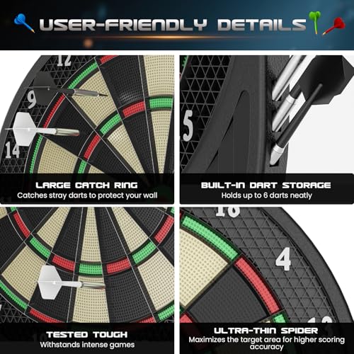 Professional Electronic Dartboard with Digital LCD Screen and Soft Tip Darts Dartboard with 27 Games, 243 Modes, Ideal for Friends, Family, Office, Clubs and Pubs Parties