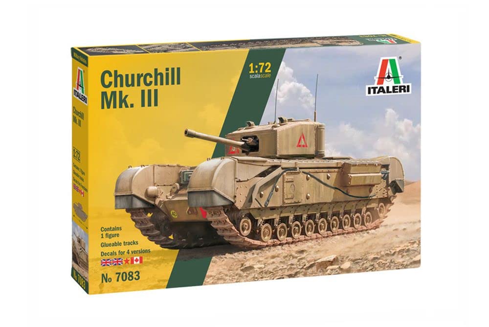 Italeri 7083S 1:72 Brit. Churchill MK III Model Building Kit, Standing Model Making, Crafts, Hobby, Gluing, Plastic Construction Kit