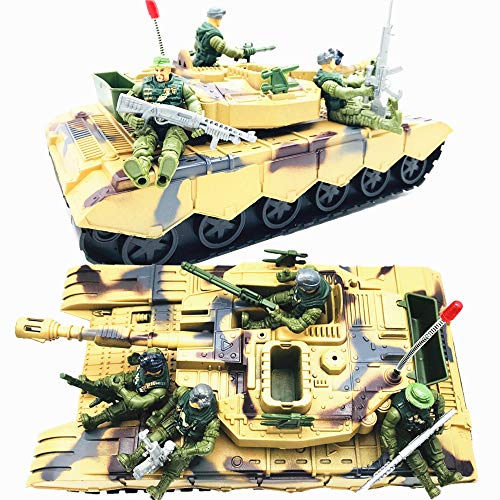 Fycooler Elite Desert Force Armored Military Tank Vehicle with 1/18 Scale Gunner Action Figure Soldier,2 Machine Guns,2 Utility Packs,2 Gunner Hatches for Kids Boys Indoor Outdoor Play Birthday Toys - Thumbnail 6