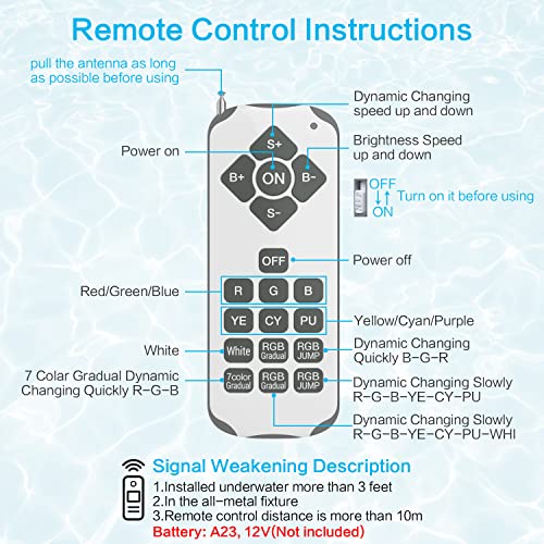 AKOFUN Pool Lights 12V 45W RGB Color Changing Underwater LED Pool Light Remote Control for