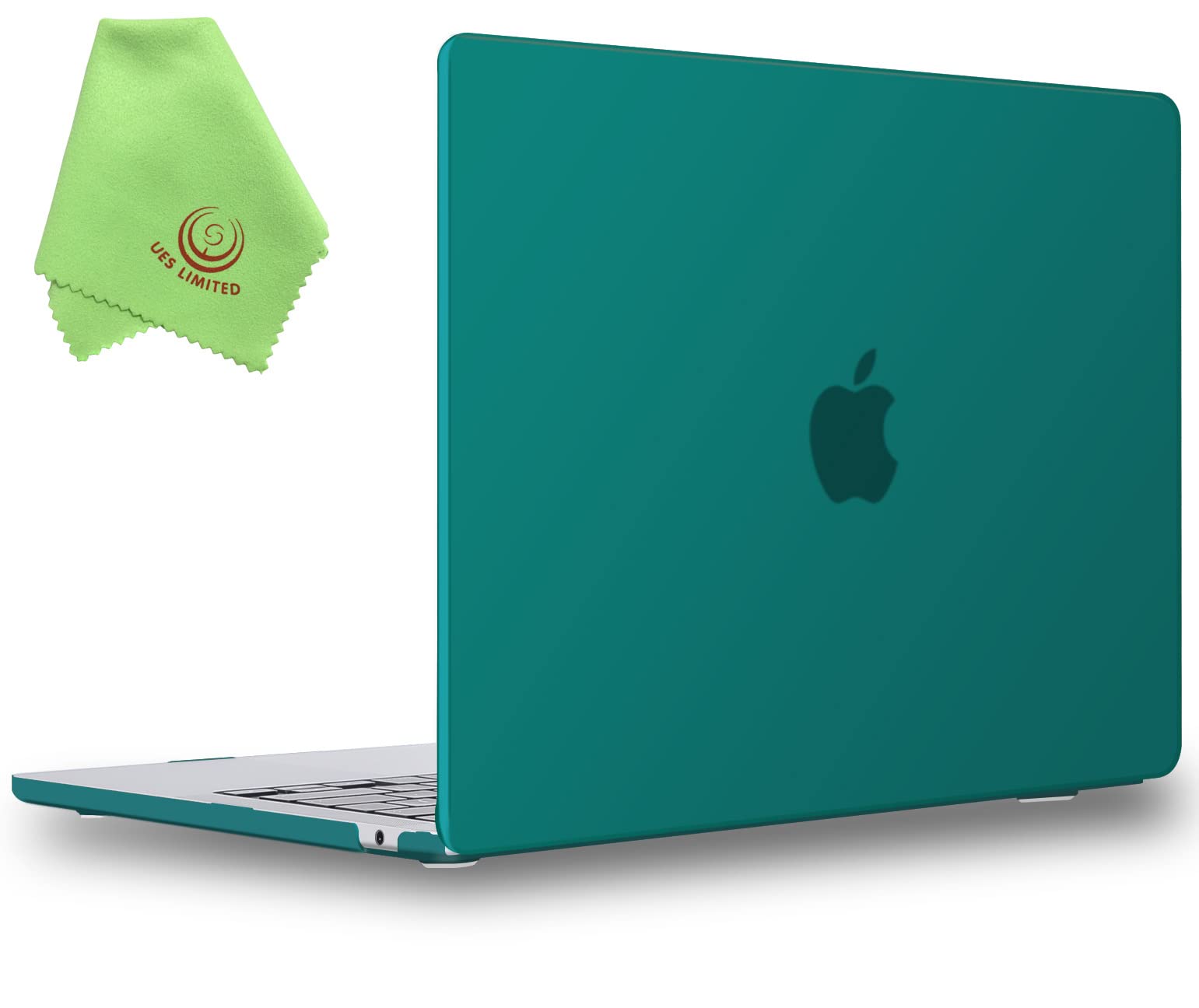 UESWILL Compatible with MacBook Air 13 inch M5 M4 M3 M2 Case 2022-2026 Model A3449 A3240 A3113 A2681 Mac Air 13.6 Matte Hard Shell Case Cover + Microfiber Cloth, Peacock Green