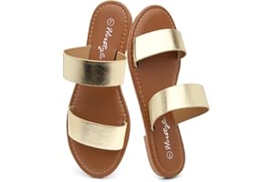 Herstyle Flat Sandals for Women – Slip-On Two Strap Slides with Cushioned Footbed | Comfortable Open Toe Dressy Casual Summer Sandals for Daily Wear, Trendy 2025