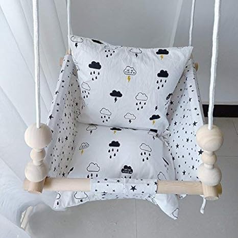 Hb Ye 100 Fait A Main Balancoire Hamac Chaise Pour Bebe 6 4 Ans Enfant Imprime Tissu Double Face Bois Jardin Chambre In Mobilier De Jardin Hamacs Balancelles Et Accessoires