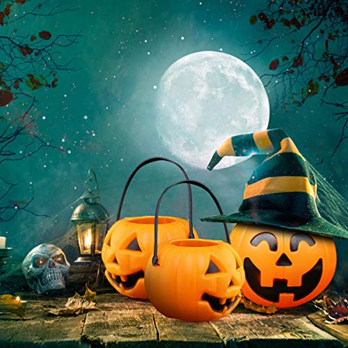 Theefun Halloween Handheld Pumpkin Lantern Light, Jack-O-Lantern Smile Face Light, Candy Bucket Portable Pumpkin Light,Holiday Event Decor Halloween Children Trick-or-Treat Lantern Light - Thumbnail 6