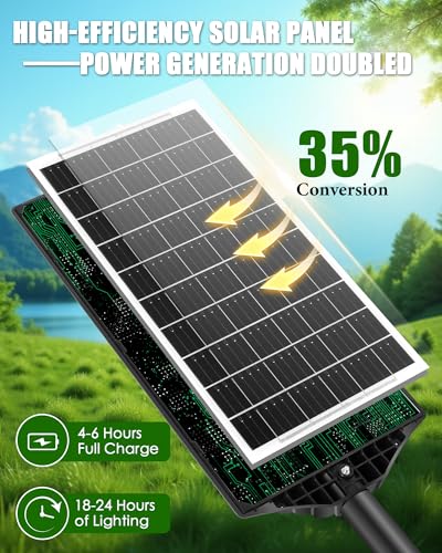 Solar Light Outdoor 24000LM -6500K motion sensor light, IP66 Waterproof Outdoor Flood Lights with Motion Sensor & Dusk to Dawn, led solar lights Easy Installation