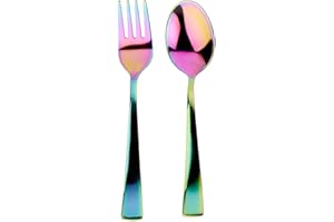 Ahimsa Stainless Steel Kids Utensils, Pediatrician Designed, Colorful Silverware for Kids & Toddlers, Non Toxic, Dishwasher Safe, Rainbow Fork and Spoon Set