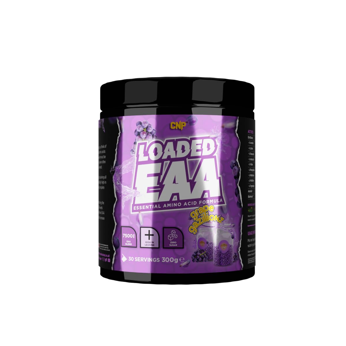 CNP Professional Loaded EAAs, Essential Amino Acids, BCAAs, Muscle Repair & Recovery Powder, 300g / 100g and 30/10 Servings, 12 Delicious Flavours (Grape Gazillions, 300g)