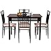 Tangkula 5 Piece Wood Top Metal Dining Table and chairs set Kitchen Breakfast Furniture