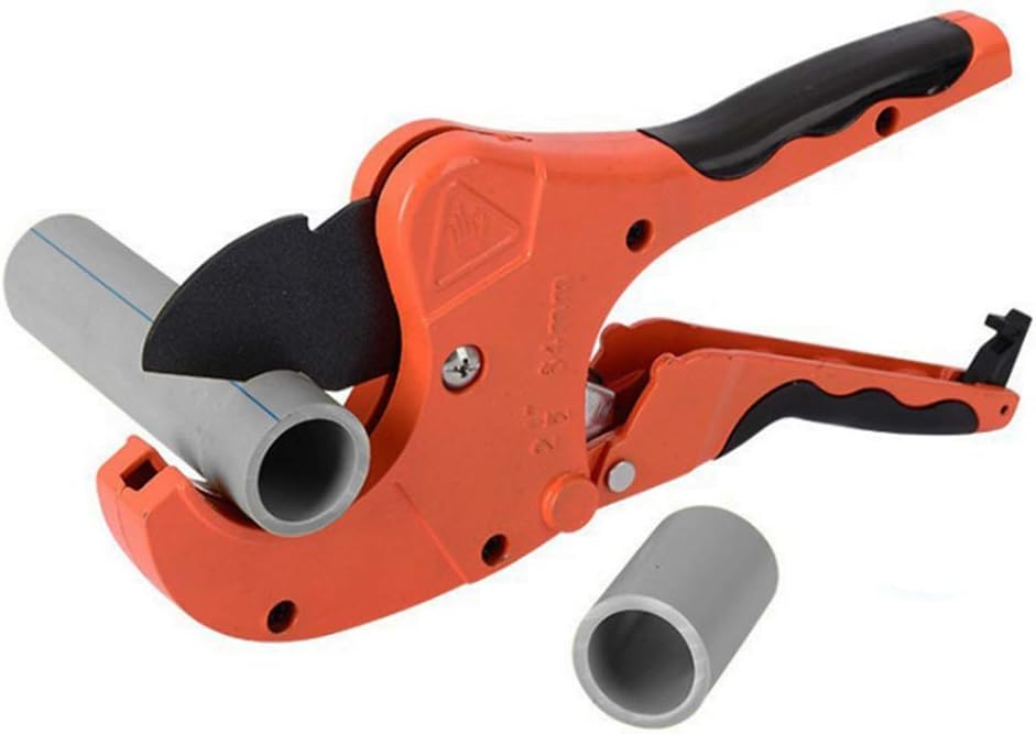 Ratchet-type PVC Pipe Cutter, Cuts up to 2-1/2" Pipe Capacity Ratcheting Hose Cutter, One-hand Fast Pipe Cutting Tool for Cutting PEX, PPR, PVC, Suitable for Household, Maintenance, Plumber. - - 