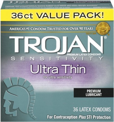 Trojan Sensitivity Ultra Thin Premium Lubricant Condom 36 Ct Value Pack