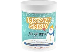 Playlearn Instant Snow Powder - Makes 2.5 Gallons - Soft & Fluffy Feel, Reusable, Super Absorbent, Long Lasting - Artificial Snow - 4.4oz Powder