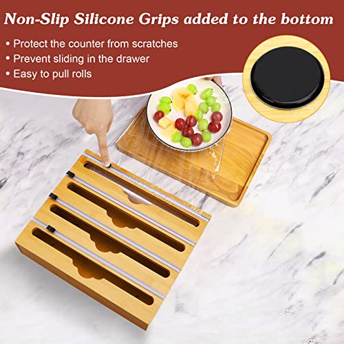 Foil and Plastic Wrap Organizer, 4 in 1 Plastic Wrap Dispenser with