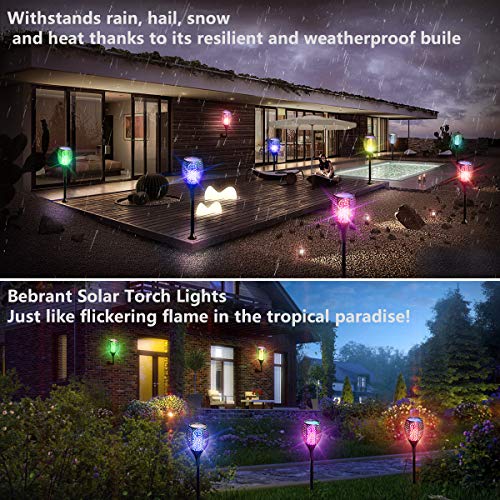 LIOTOIN Solar Torch Light Outdoor, 7 Changing Colors Garden Flickering Flame Lights Landscape Decoration Lighting Dusk to Dawn Lawn Light for Patio Deck Yard Driveway Pathway (2 Pack)