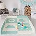 Interlocking Foam Baby Play Mat Tiles - Large Non-Toxic Puzzle Floor Mat for Kids, 61” x 61” Nursery Crawling Mat, Safe & Protective for Infants & Toddlers Duck Egg Blue & White