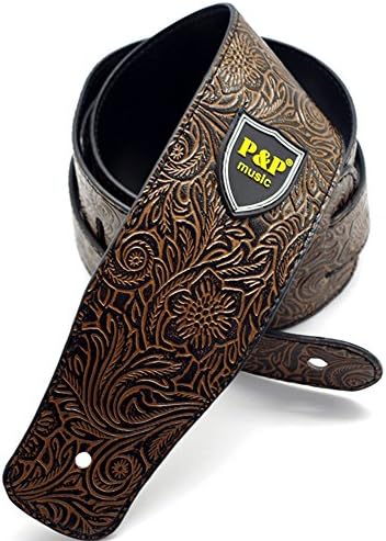 Retro Style Adjustable length Guitar Strap, PU Leather Strap For Electric Guitar, Acoustic Guitar and Bass (Orange)