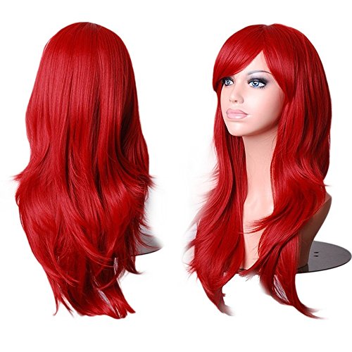 QDBowin Queen Hair Red 70cm 28” Wavy Curly Cosplay Wig With Free Wig Cap and Comb