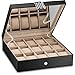 Glenor Co Watch Box - 15 Slot Classic Watch Case Display Organizer with Modern Buckle -Black