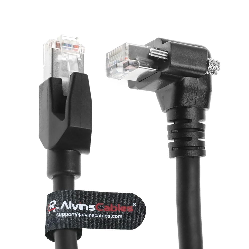 Alvin's Cables GigE Cat 6 S/STP DrC with RJ45 Right Angle Locking Screws Data Cable for Basler Cameras 3M|9.84ft