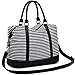 CAMTOP Women Ladies Weekender Travel Bag Canvas Overnight Carry-on Duffel Tote Luggage (Stripe -Black)