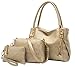 BG174; Women Butterfly Pendant 3 Pieces Gold Shoulder Handbags