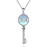 YAFEINI Hecate/Triple Moon Goddess Necklace Sterling Silver Wheel of Hecate Key Pendant Wiccan Amulet Jewelry Gifts for Women