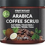 100% Natural Arabica Coffee Scrub 12 oz. with Organic Coffee, Coconut and Shea Butter - Best Acne, Anti Cellulite and Stretch Mark treatment, Spider Vein Therapy for Varicose Veins & Eczema