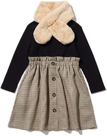 Amazon ザショップティーケー ミドルワンピース 150cm 160cmweb限定サイズ スヌードset リブトップス フロントボタンデザインスカートドッキングワンピース キッズ ブラック 019 16 160cm ワンピース チュニック 通販