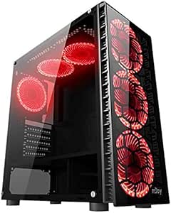 Njoy Vanguard Red Caja de PC con Cristal y LED, Gabinete ...
