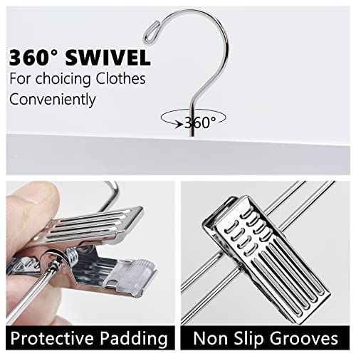 Amber Home White Wooden Pants Skirts Hangers 10 Pack, Solid Wood