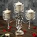 Amalfi Decor Victoria Antique Silver Metal 3 Pillar Candle Holder, Wedding Table Hurricane Centerpiece Crystal Draped Accent Stand Display