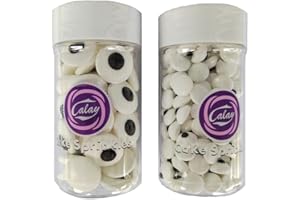 Eastron 2 Bottles Edible Candy Eyeballs Eyes Cake Cupcake Toppers Cookie Decorations Dessert Sprinkles for Halloween Christmas Birthday Party Supplies 5.4 Ounce, Two Size Mixed