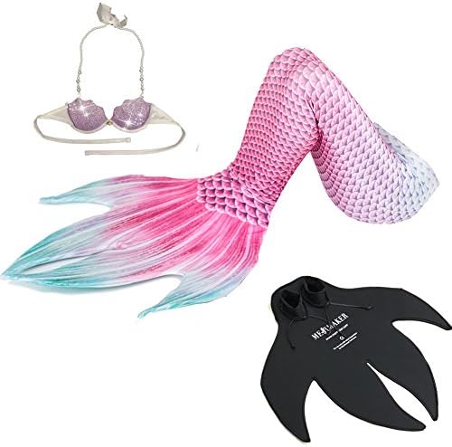 Little Mermaid Tail Swimwear with Monofin Mermaid Swimwear for Girls Kids Swimming