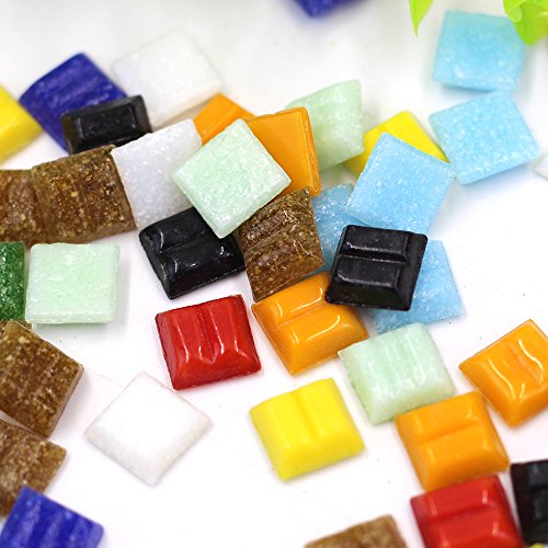 200 Gram Mixed Color Mosaic Tiles Glass Mosaic with Plastic Box for Home Decoration DIY Crafts Supply, 1 by 1 Centimeter - Thumbnail 4