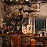 OFILA Western Saloon Backdrop 10x10ft Wild West Photography Background Barrel Cowboy Theme Party Decoration Adult Cowboy Events Country Club Western Party Photos Props