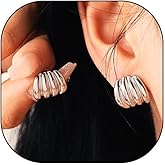 Chunky 14K Gold Geometric Stud Earrings for Women,Glossy Statement Button Heaven Mayhem Earrings,Simple Party Daily Gathering Jewelry Gifts