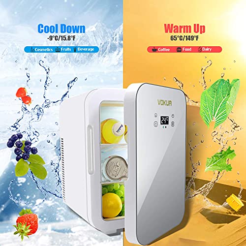 VOKUA Mini Fridge, 10 Liter/11 Can DualCore Compact Refrigerator for
