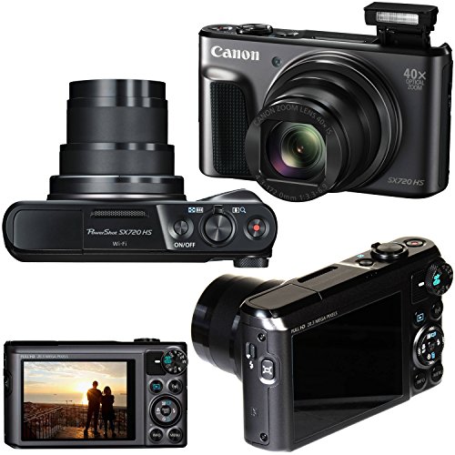 Canon PowerShot SX720 HS 20.3 MP Wi-Fi Digital Camera with 40x Zoom & HD 1080p video (Black) + 12pc 64GB Deluxe Accessory Kit w/ HeroFiber Gentle Cleaning Cloth