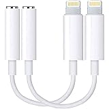 Apple MFi Certified 2 Pack Lightning to 3.5 mm Headphone Jack Adapter,iPhone to 3.5mm Audio Aux Jack Adapter Dongle Cable Con