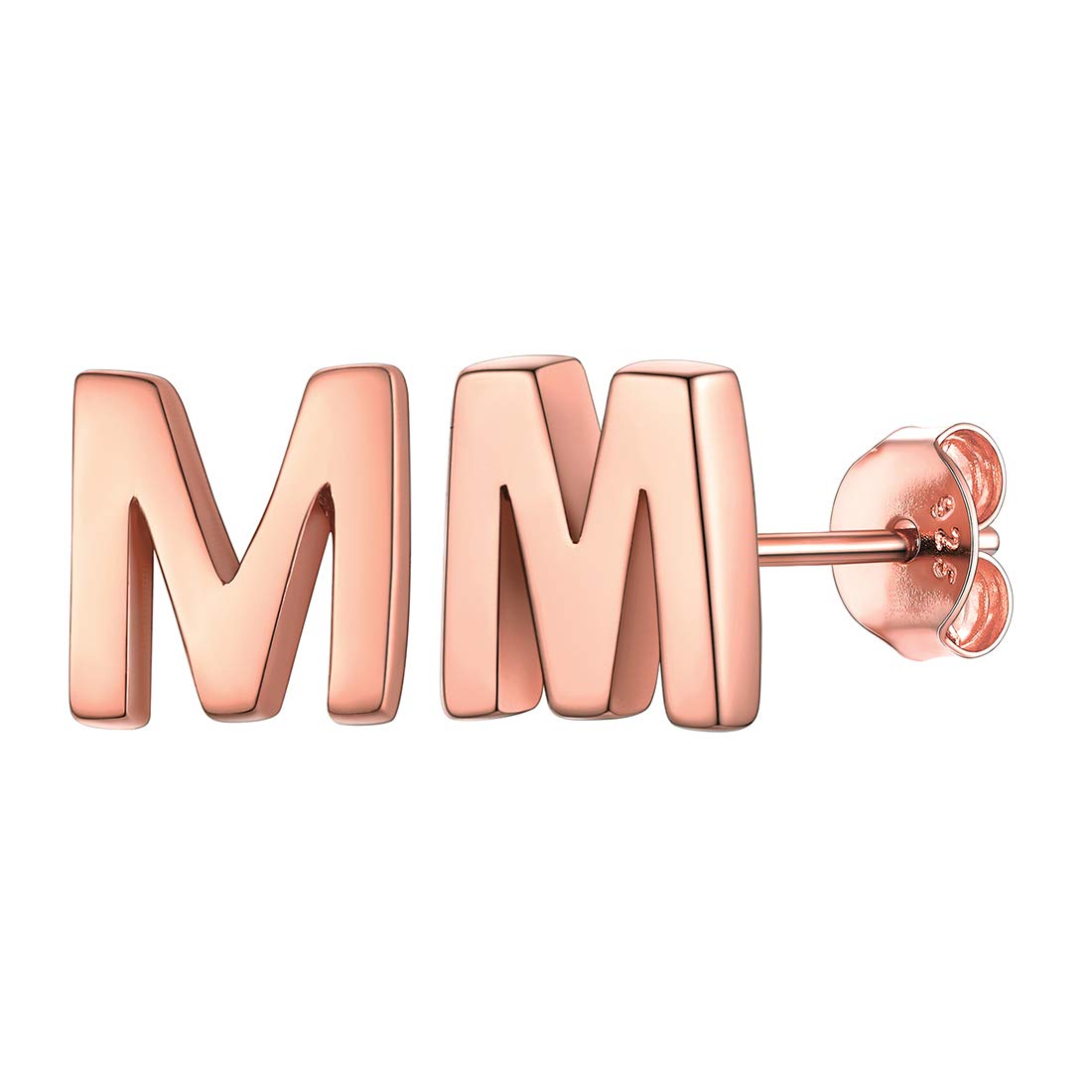 ChicSilver Letter M Stud Earrings Rose Gold Plated Tiny Earring Initial Studs Name Jewelry for Women — image 1
