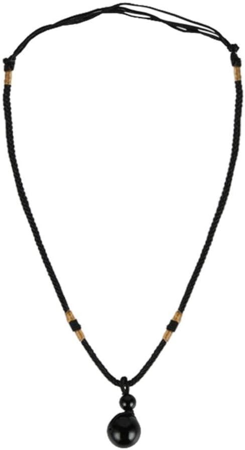 HUAWEIUK 1 PC Fashion Natural Obsidian Necklace Lucky Stone Crystal Black Vintage Bead Rainbow Eye Necklace