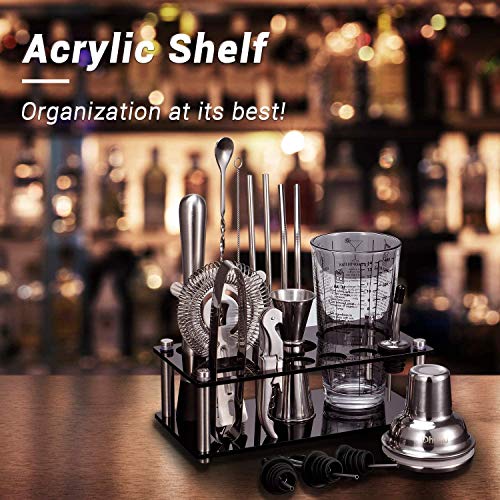 Cocktail Set, 17 Teiliges Cocktail Shaker mit Ständer, Edelstahl Barkeeper Set, Cocktail Shaker Set, Cocktail Geschenk… – Bild 3