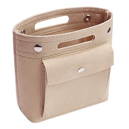 Soyizom Purse Organiser Insert for Tote Bag,Mini Handag Insert for Speedy Neverfull NeoNoe Noe BB,Beige