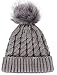 Winter Hand Knit Beanie Hat with Faux Fur Pompom, Grey